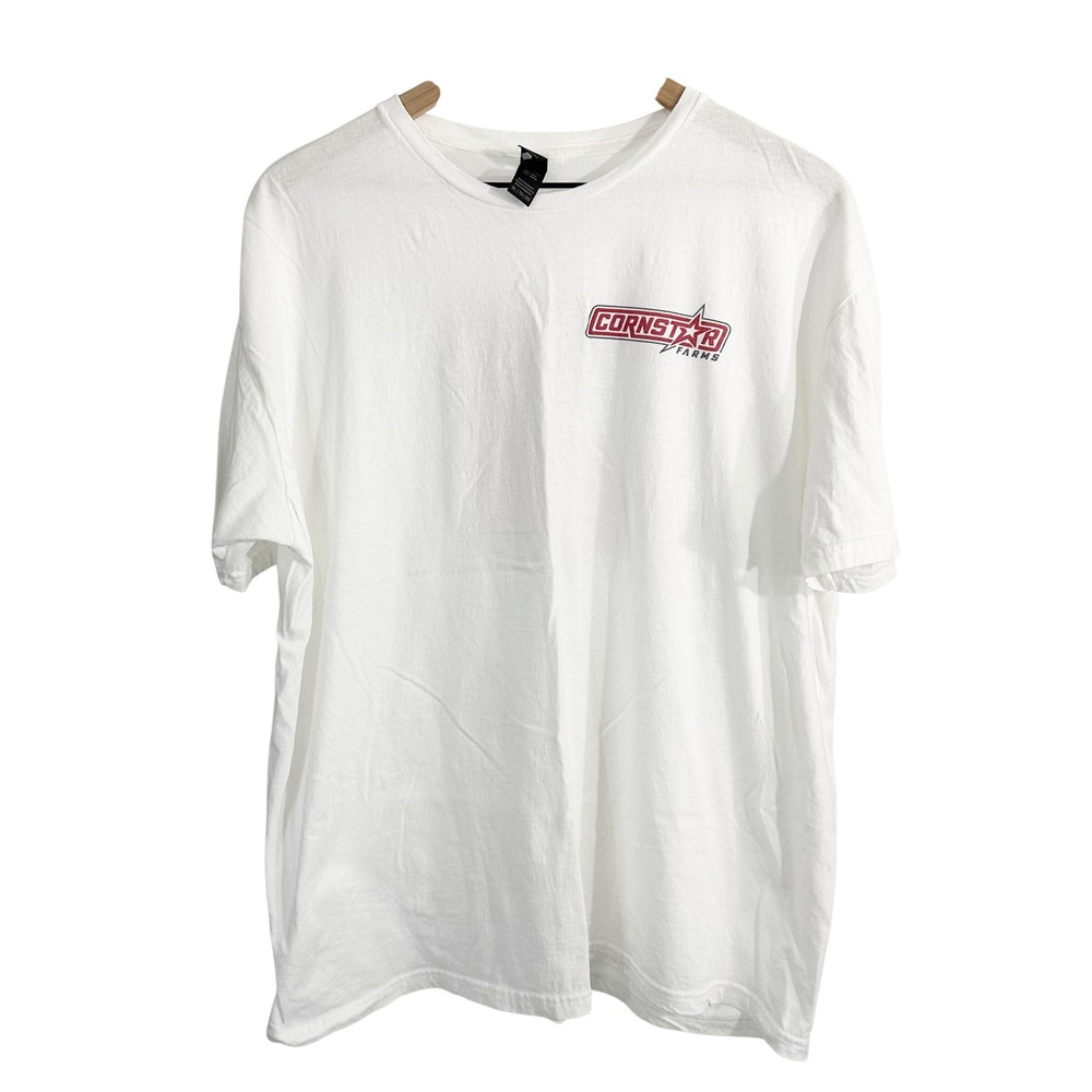 Gildan Cornstar Farms Short Sleeve Tee Shirt‎ Top White Red Extra Large